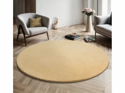 the carpet Alfombra pelo corto lavable antideslizante - Oro - 120 cm Redondo - RELAX Dorado