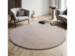 Outlet the carpet Alfombra pelo corto lavable antideslizante - arena - 160 cm Redondo - RELAX Color natural oscuro