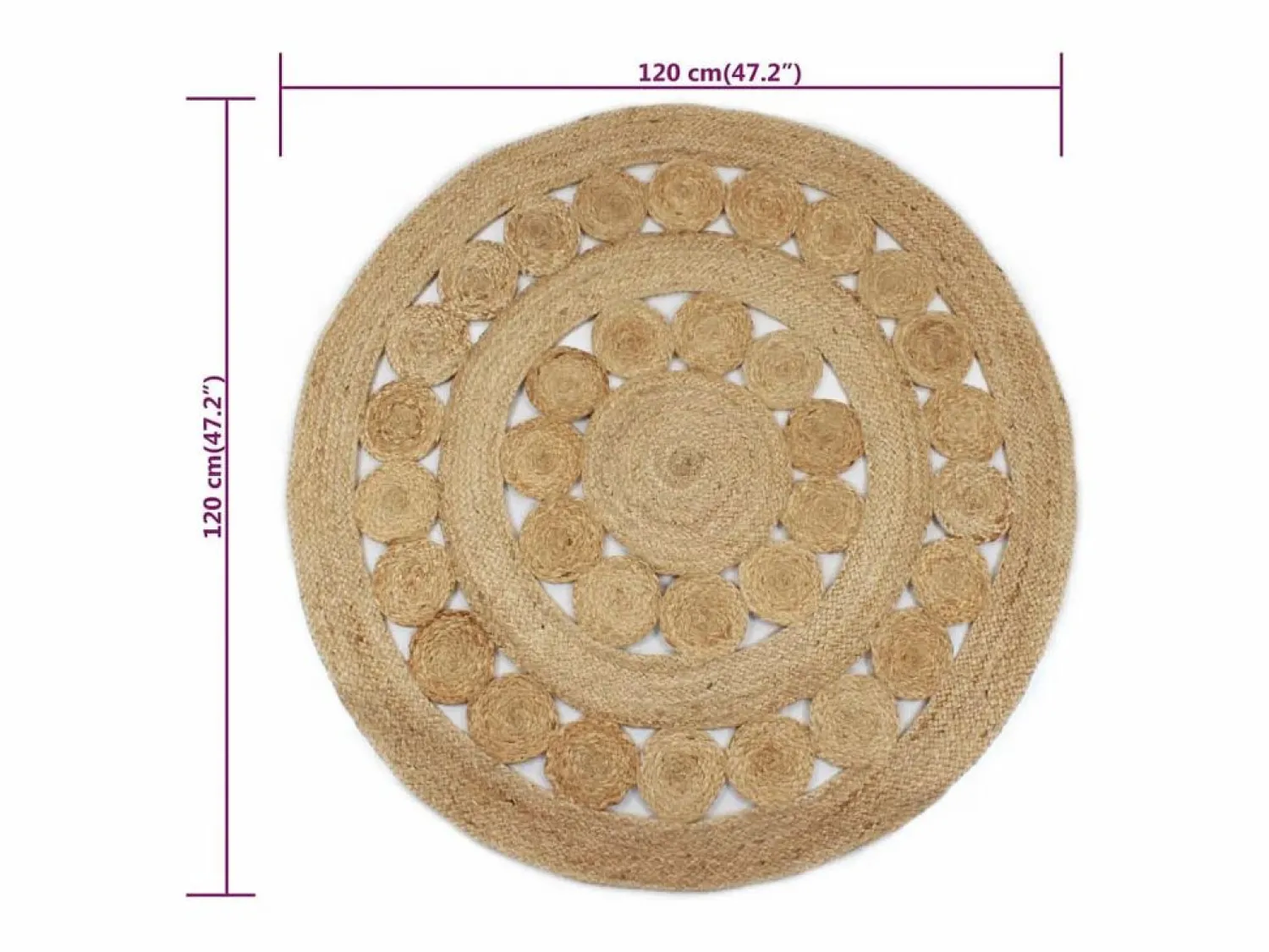 Clicnbuy Alfombra redonda 120 cm yute trenzado con diseño
