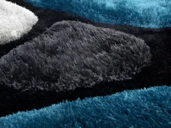 OZAIA Alfombra shaggy turquesa y gris poliéster 120x170 cm PIETRA