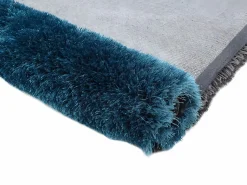 OZAIA Alfombra shaggy turquesa y gris poliéster 120x170 cm PIETRA