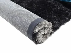 OZAIA Alfombra shaggy turquesa y gris poliéster 120x170 cm PIETRA
