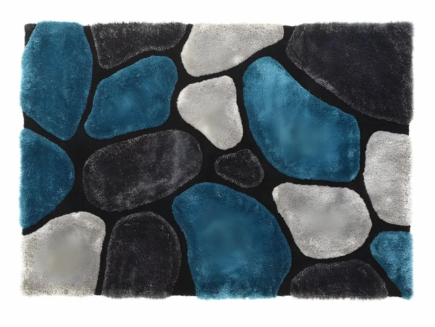 OZAIA Alfombra shaggy turquesa y gris poliéster 160x230 cm PIETRA Azul turquesa