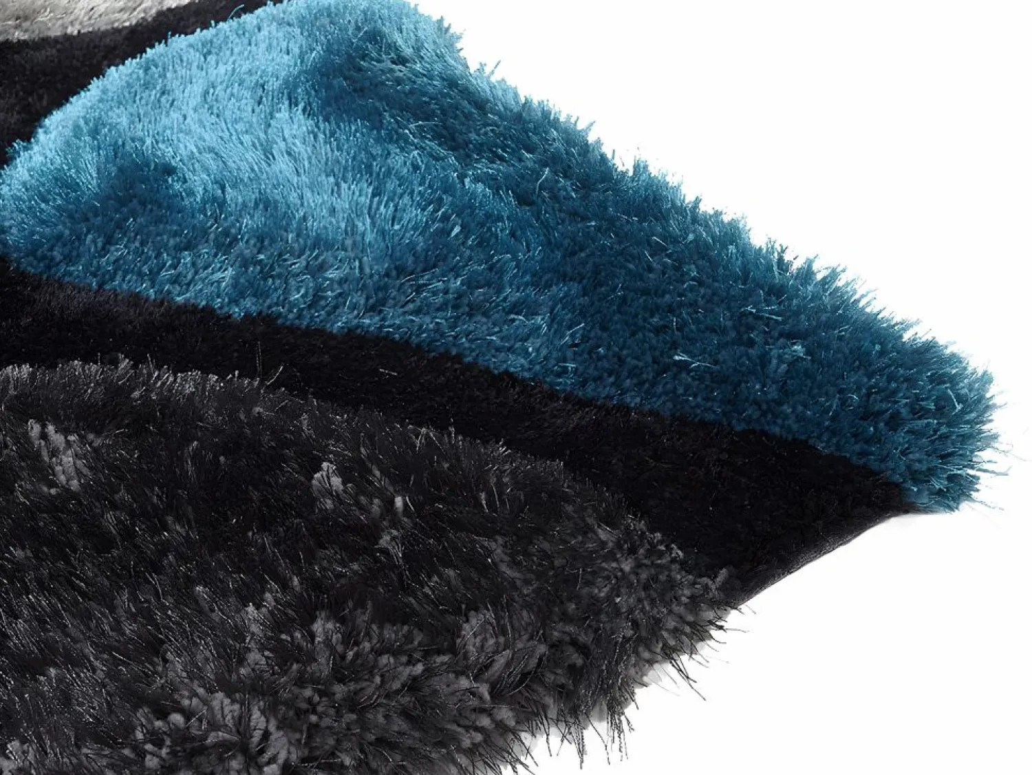 OZAIA Alfombra shaggy turquesa y gris poliéster 160x230 cm PIETRA Azul turquesa
