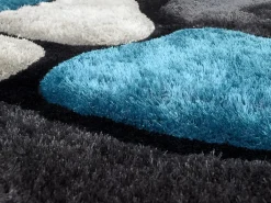 Online Alfombra shaggy turquesa y gris poliéster 140x200 cm PIETRA Alfombra De Salón