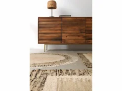 Outlet Alfombra yute lana y algodón 180 cm diam. Beige