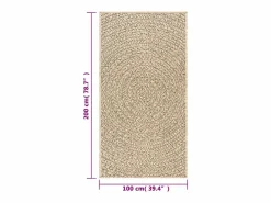 Clicnbuy Alfombra ZIZUR apariencia de yute interior exterior 100x200 cm