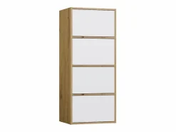Discount ALMA - Cómoda alta de almacenamiento con 4 puertas con apertura tip-on - Artesanía y blanco Cómoda