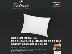 Best Palacio Almohada con memoria de forma mémofill 50 x 70 cm. Percal 91 hilos/ cm² - 750 gr - - AUXENCE Blanco