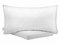 New Almohada de Plumas SucceBuy, Lote de 2, 91 x 50 cm, con Funda de Algodón, Relleno de Plumón de Ganso y Fibra Sintética, Buen Soporte, Confort Óptimo, Blanco