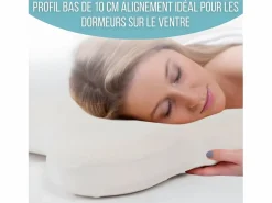 Inphysio Almohada Mariposa Plana 56x46, Espuma de Memoria, Perfil Bajo 10 cm, Multiposición, Funda de Algodón Blanco