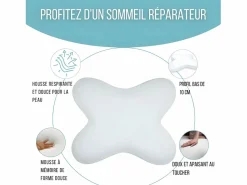 Inphysio Almohada Mariposa Plana 56x46, Espuma de Memoria, Perfil Bajo 10 cm, Multiposición, Funda de Algodón Blanco