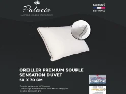 Sale Palacio Almohada sensación plumón percal 91 hilos/ cm² - 50 x 70 cm - 700 gr - - AUXENCE Blanco