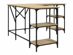 Hot Garden Furniture Amherst Junction Escritorio madera de ingeniería roble Sonoma 139x139x75 cm Marru00f3n