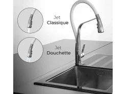 Angel Mezclador para fregadero con ducha móvil cromada y flexible blanco Grifo De Cocina