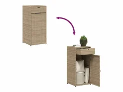 Garden Furniture Annemarie Armario de almacenaje de jardín ratán PE 55x55x111 cm