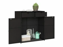 Annemarie Armario de almacenaje de jardín ratán PE 105x55x113 cm Armario De Jardín