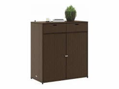Hot Annemarie Armario de almacenaje de jardín ratán PE marrón 105x55x113 cm Armario De Jardín