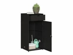 Garden Furniture Annemarie Armario de almacenaje de jardín ratán PE 55x55x111 cm Negro