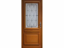 GD Menuiseries Anís Tamaño de la puerta 215 X 90 Empuje hacia la izquierda (Dimensiones de la tabla) sin manilla Marru00f3n
