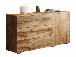 Aparador 110 cm mate para salón – moderno con 3 cajones y 1 puerta roble wotan