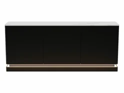 Sale Vente-unique Aparador 3 puertas con LEDs de MDF - Negro y efecto mármol blanco - DEVIKA de Pascal MORABITO Negro / Blanco