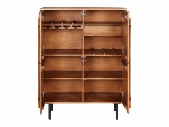 Maison Céphy Aparador alto con 4 puertas de madera de mango y metal negro - Natural - MIZORAM
