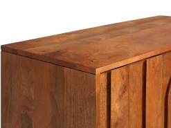 Maison Céphy Aparador alto con 4 puertas de madera de mango y metal negro - Natural - MIZORAM