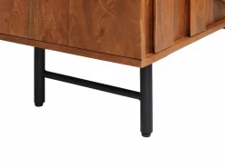 Maison Céphy Aparador alto con 4 puertas de madera de mango y metal negro - Natural - MIZORAM