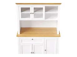 Discount Merax Aparador alto de cocina - 104 x 40 x 180 cm - con estantes regulables + LEDs + 5 puertas + 1 cajón - Metal + MDF - Blanco