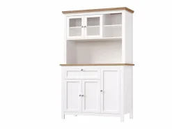 Discount Merax Aparador alto de cocina - 104 x 40 x 180 cm - con estantes regulables + LEDs + 5 puertas + 1 cajón - Metal + MDF - Blanco