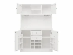 Hot Merax Aparador alto de cocina - 120 x 40 x 188 cm - con estantes regulables + botellero + 4 puertas + 2 cajones - MDF - Blanco