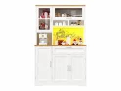 Online Aparador alto de cocina - 104 x 40 x 180 cm - con LEDs + 4 puertas + 1 cajón + estante - MDF + metal - Aparador De Cocina