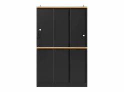 Merax Aparador alto de cocina - 104 x 40 x 180 cm - con LEDs + 4 puertas + 1 cajón + estante - MDF + metal -