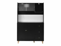 Merax Aparador alto de cocina con enchufes y tablero perforado - 120 x 40 x 184 cm - con puertas + 3 cajones + balda - MDF -