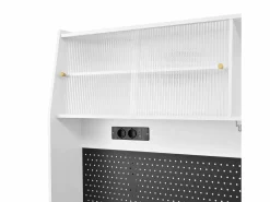 Sale Merax Aparador alto de cocina con zócalos y tablero perforado - 120 x 40 x 184 cm - con puertas + 3 cajones + balda - MDF - Blanco