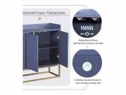 Best Aparador, Aparador Minimalista Moderno con 4 Puertas y Estructura de Metal para Comedor, Sala, Cocina, Aparador