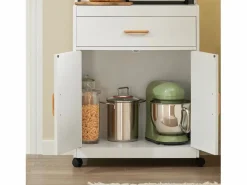 Best Sobuy Aparador Auxiliar bajo de Cocina con 2 Puertas y 1 cajón, para microondas,L62 cm x P40 cm x H119 cm FSB12-W ES Blanco