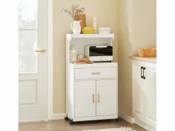 Best Sobuy Aparador Auxiliar bajo de Cocina con 2 Puertas y 1 cajón, para microondas,L62 cm x P40 cm x H119 cm FSB12-W ES Blanco