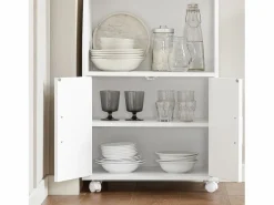 Hot Sobuy Aparador Auxiliar bajo de Cocina para microondas,con 2 Puertas y 1 Estante,L55 cm x P38 cm x H84 cm,FRG241-W ES Blanco