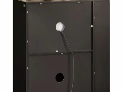 Hot Sobuy Aparador Auxiliar de Almacenamiento para Microondas con Ruedas Armario de Cocina con 3 Puertas y un Cajón 88.5 x 40 x 89 cm FSB78-SCH ES Negro