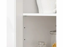Online Sobuy Aparador Auxiliar de Almacenamiento para Microondas con 4 Ruedas Mueble Auxiliar de Comedor con 3 Puertas y 1 Cajón 88,5 x 40 x 89 cm FSB78-W ES Blanco