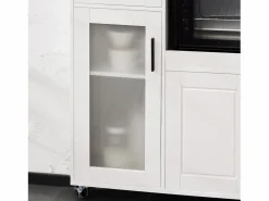 Online Sobuy Aparador Auxiliar de Almacenamiento para Microondas con 4 Ruedas Mueble Auxiliar de Comedor con 3 Puertas y 1 Cajón 88,5 x 40 x 89 cm FSB78-W ES Blanco