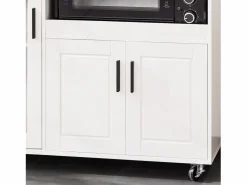 Online Sobuy Aparador Auxiliar de Almacenamiento para Microondas con 4 Ruedas Mueble Auxiliar de Comedor con 3 Puertas y 1 Cajón 88,5 x 40 x 89 cm FSB78-W ES Blanco