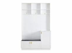 New Merax Aparador bajo - 120 x 35 x 92 cm - Con tiradores metálicos + 1 cajón + 3 puertas - Aglomerado - Blanco