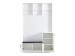 New Merax Aparador bajo - 120 x 35 x 92 cm - Con tiradores metálicos + 1 cajón + 3 puertas - Aglomerado - Blanco