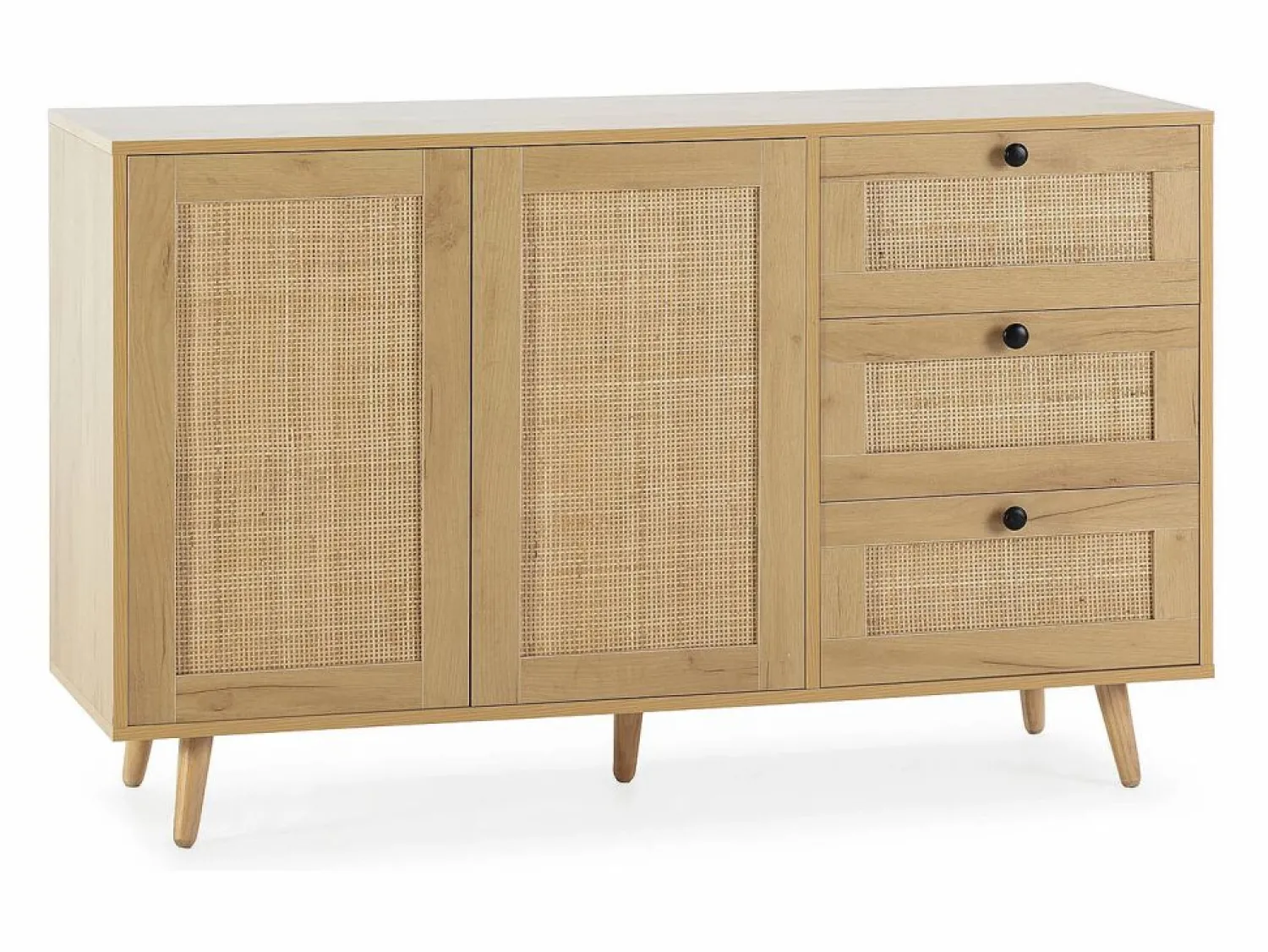 Clearance Aparador Bella 3 cajones y 2 puertas color roble, 120 cm Aparador