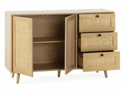 Clearance Aparador Bella 3 cajones y 2 puertas color roble, 120 cm Aparador
