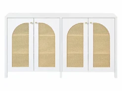 Sale Aparador - Aparador con 4 puertas de ratán y tiradores de metal - para comedor y salón Aparador