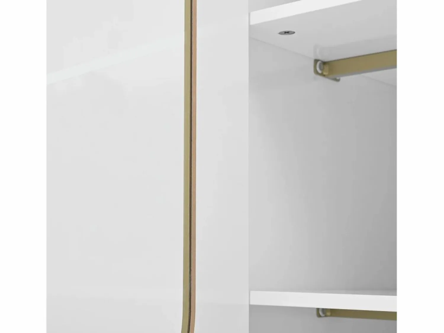 Discount Aparador con 2 cajones y 2 puertas de cristal, tiradores y patas dorados - para salón y comedor Aparador De Cocina